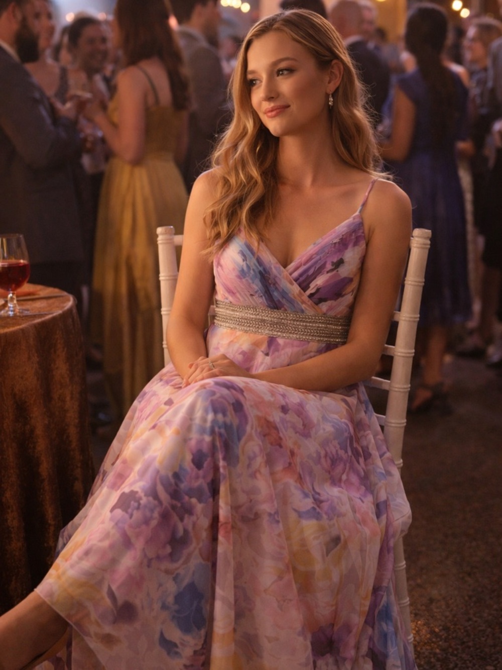 Xscape Purple, Pink and Blue Floral Maxi Dress
